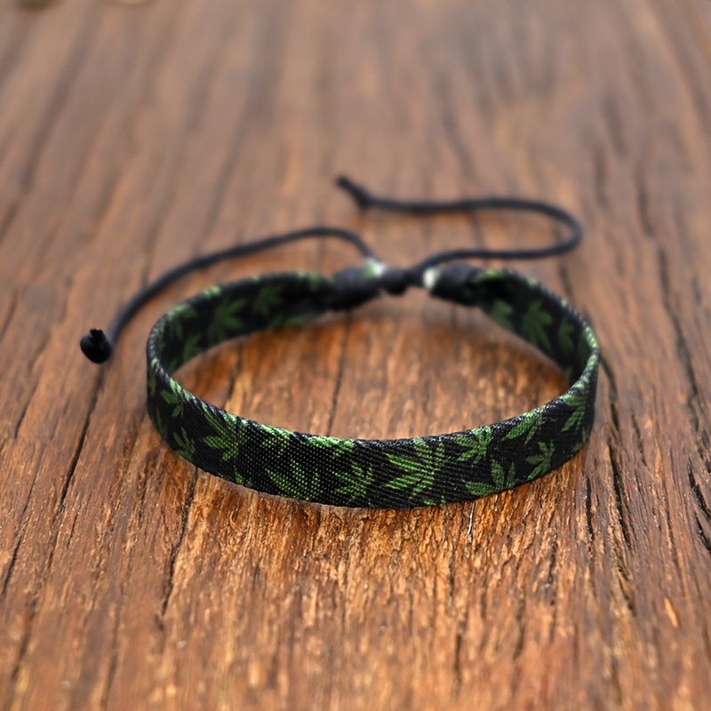 Creative Printed Leaves Adjustable Bracelet, Unisex